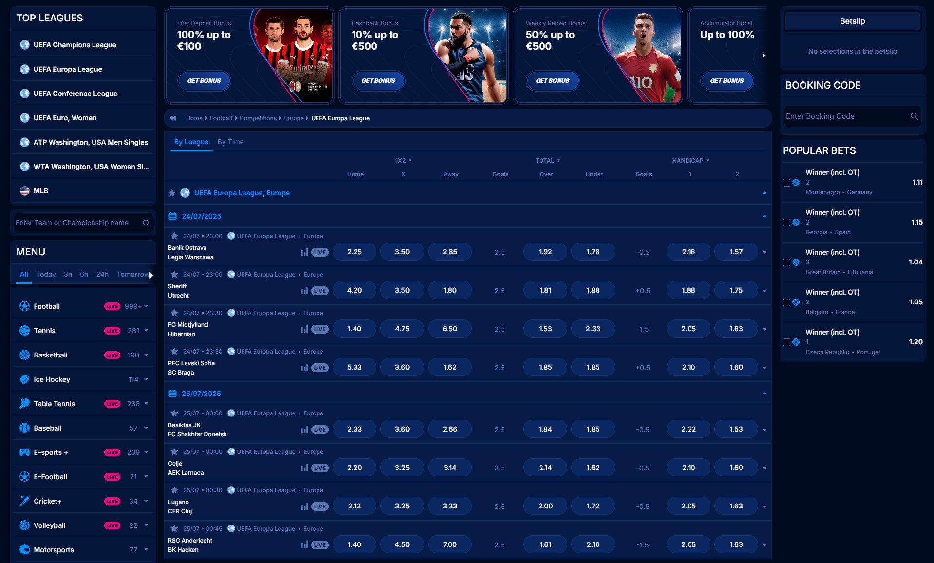 Live-Wetten bei Boomerang Bet