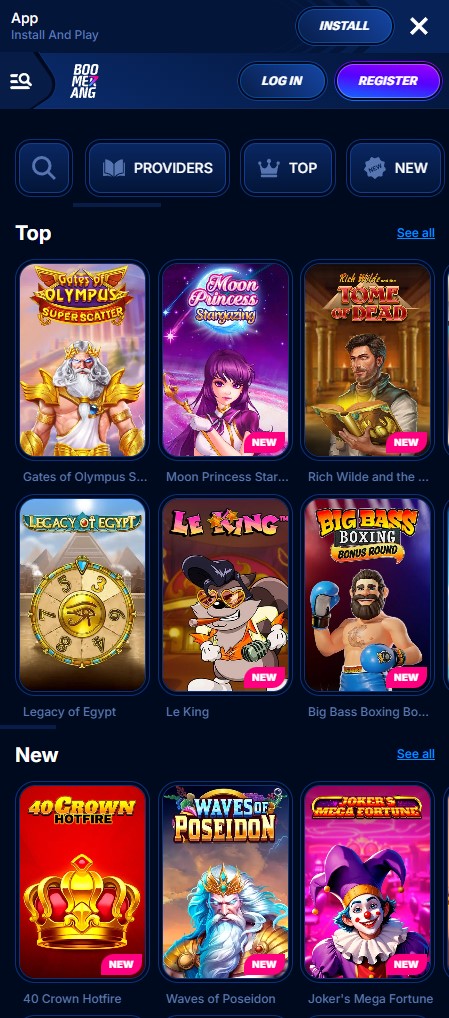 Mobiles Spielerlebnis bei Boomerang Casino auf einem Smartphone
